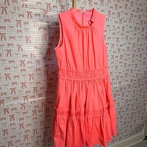 Lilly Pulitzer Elina Coral Spritz Pink Mini Ruffle Dress Preppy Summer Beach 6 M